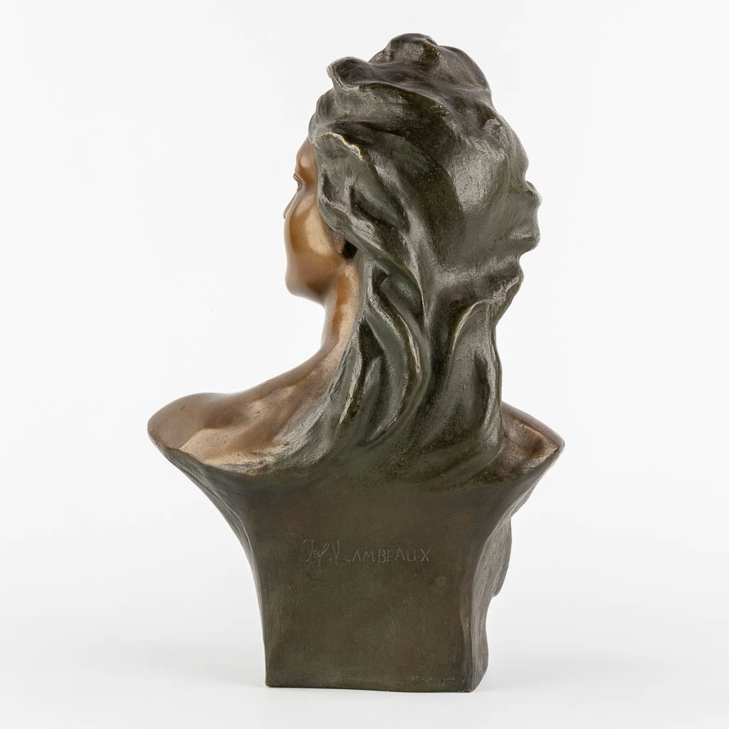 Jef LAMBEAUX (1852-1908) 'Bust Of a Young Lady'. (L:18 x W:28 x H:42,5 cm) - Image 4 of 9