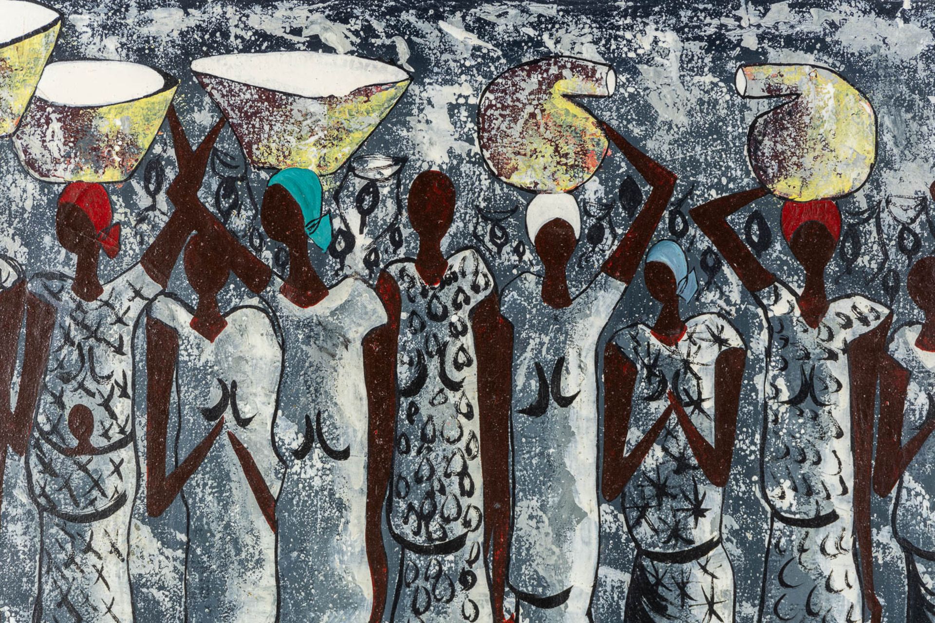 Asanda KUPA (1981)(attr.) 'Water Carriers'. (W:92 x H:78 cm) - Image 4 of 7