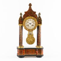 A mantle clock, Boulle marquetry inlay for the Swedish Market, Napoleon 3, 19th C. (L:14 x W:25 x H: