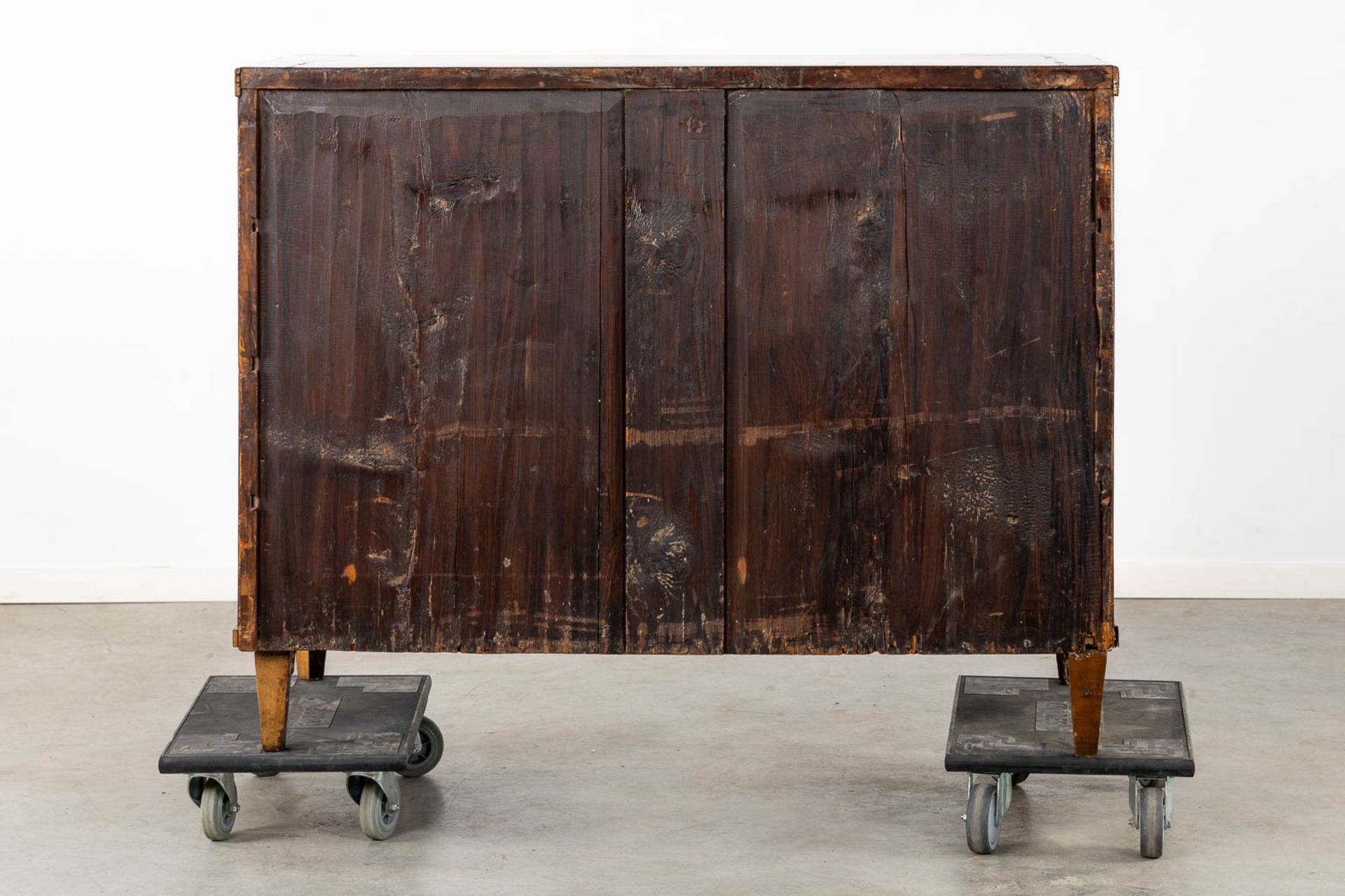 An antique commode, marquetry inlay with a secretaire top drawer. Germany, 18th/19th C. (L:64 x W:12 - Image 7 of 21