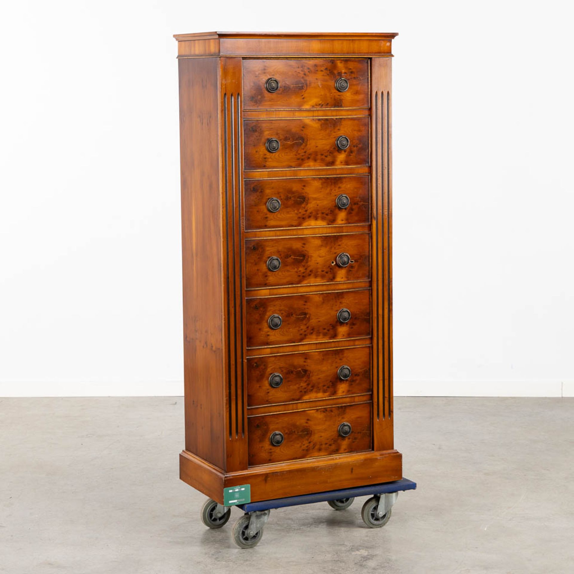 An armory cabinet/safe, metal mounted with wood. Circa 1980. (L:34 x W:60 x H:139 cm) - Bild 2 aus 13