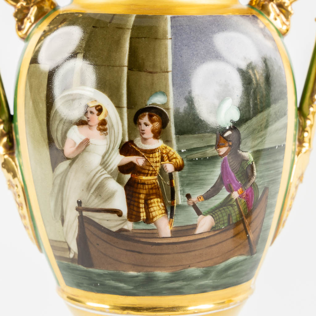 A pair of Vieux Paris vases, Empire style. 19th C. (L:15 x W:20 x H:38,5 cm) - Image 9 of 11