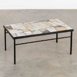 A mid-century coffee table, metal with ceramic tiles. (L:45 x W:78 x H:34 cm)