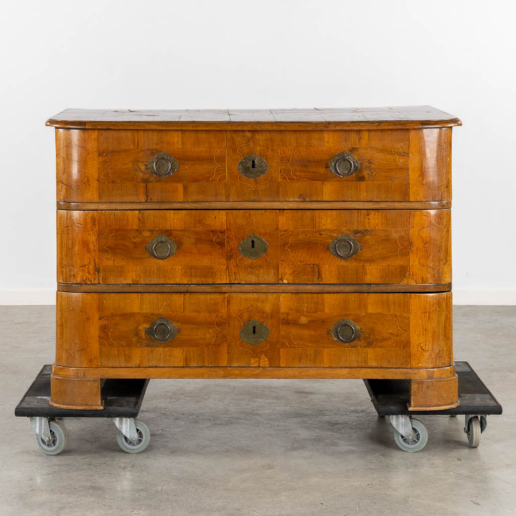 A large. commode with three drawers, Germany, 18th C. (L:68 x W:121 x H:84 cm) - Image 5 of 15