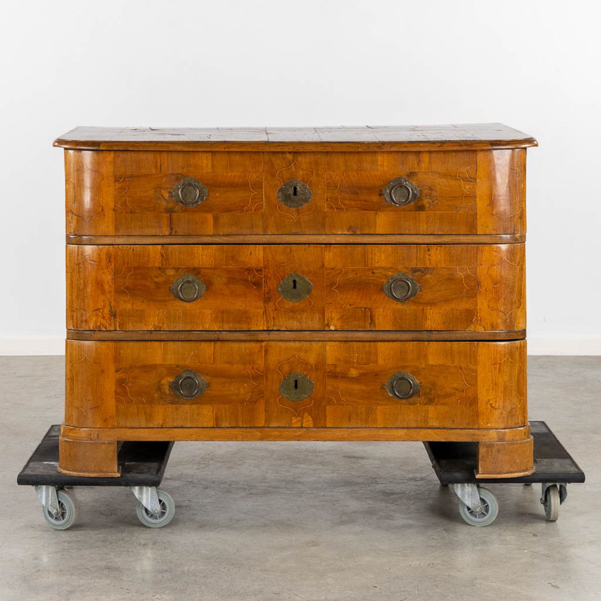 A large. commode with three drawers, Germany, 18th C. (L:68 x W:121 x H:84 cm) - Bild 5 aus 15