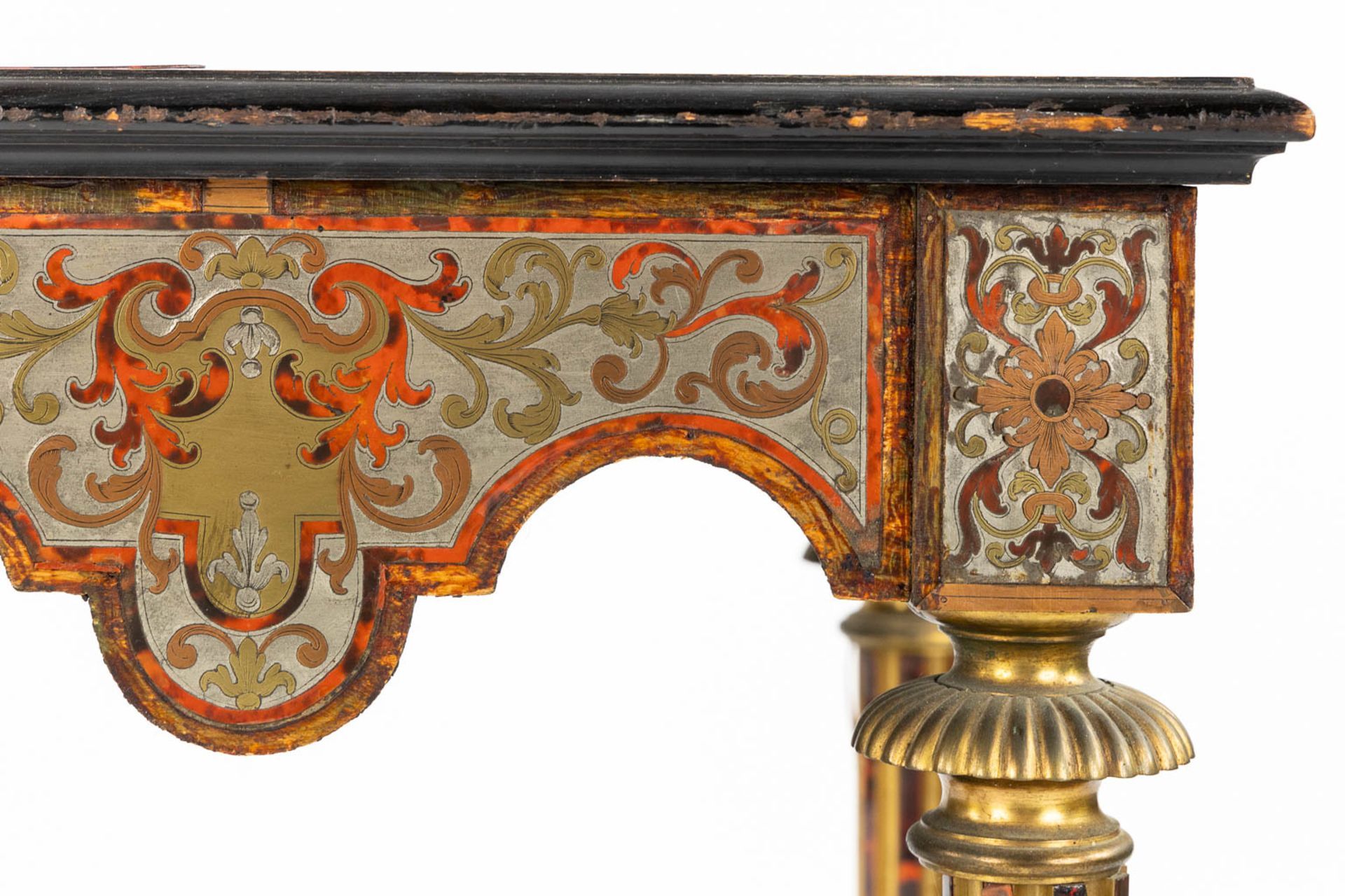 A Napoleon 3 style, Boulle and copper inlay side table, 20th C. (L:47 x W:47 x H:53 cm) - Bild 9 aus 12