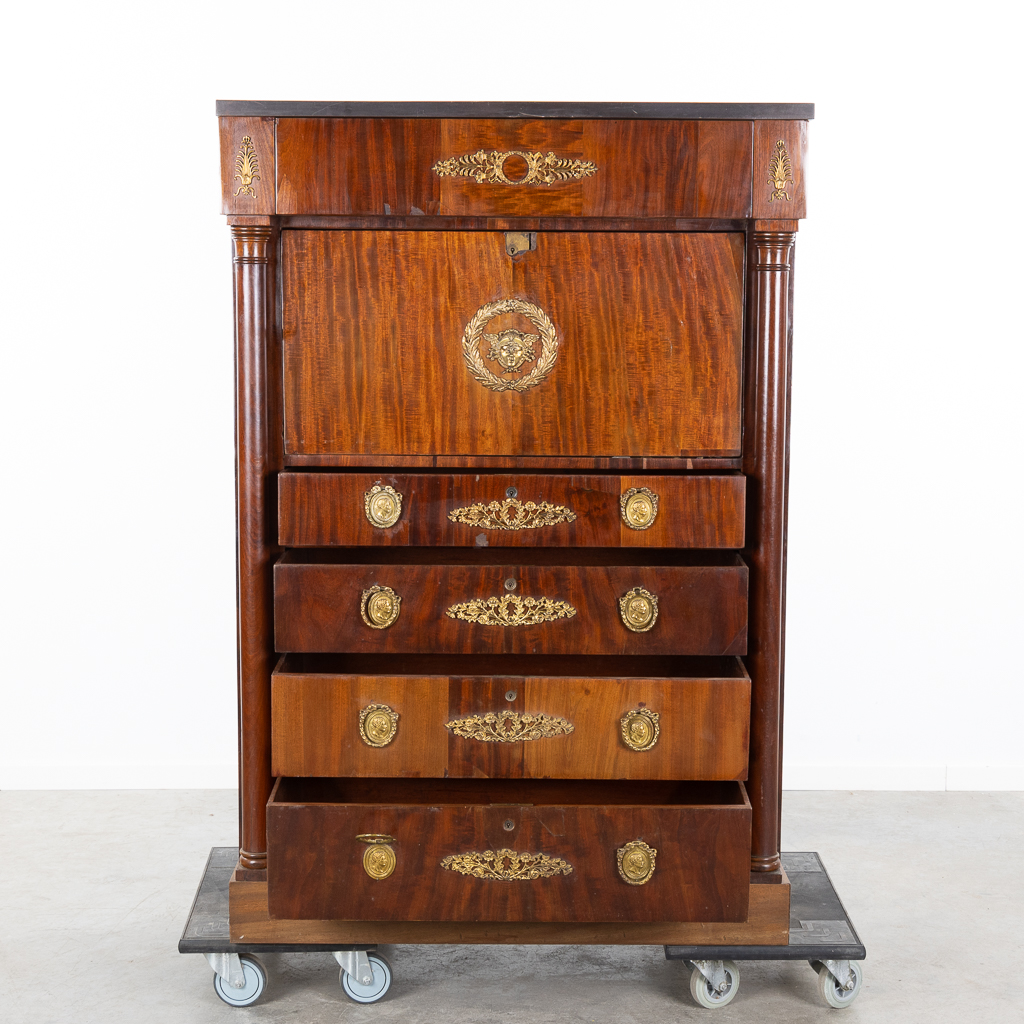 An antique 'Secretaire' cabinet, France, Empire Period. 19th C. (L:57 x W:101 x H:147,5 cm) - Image 2 of 14