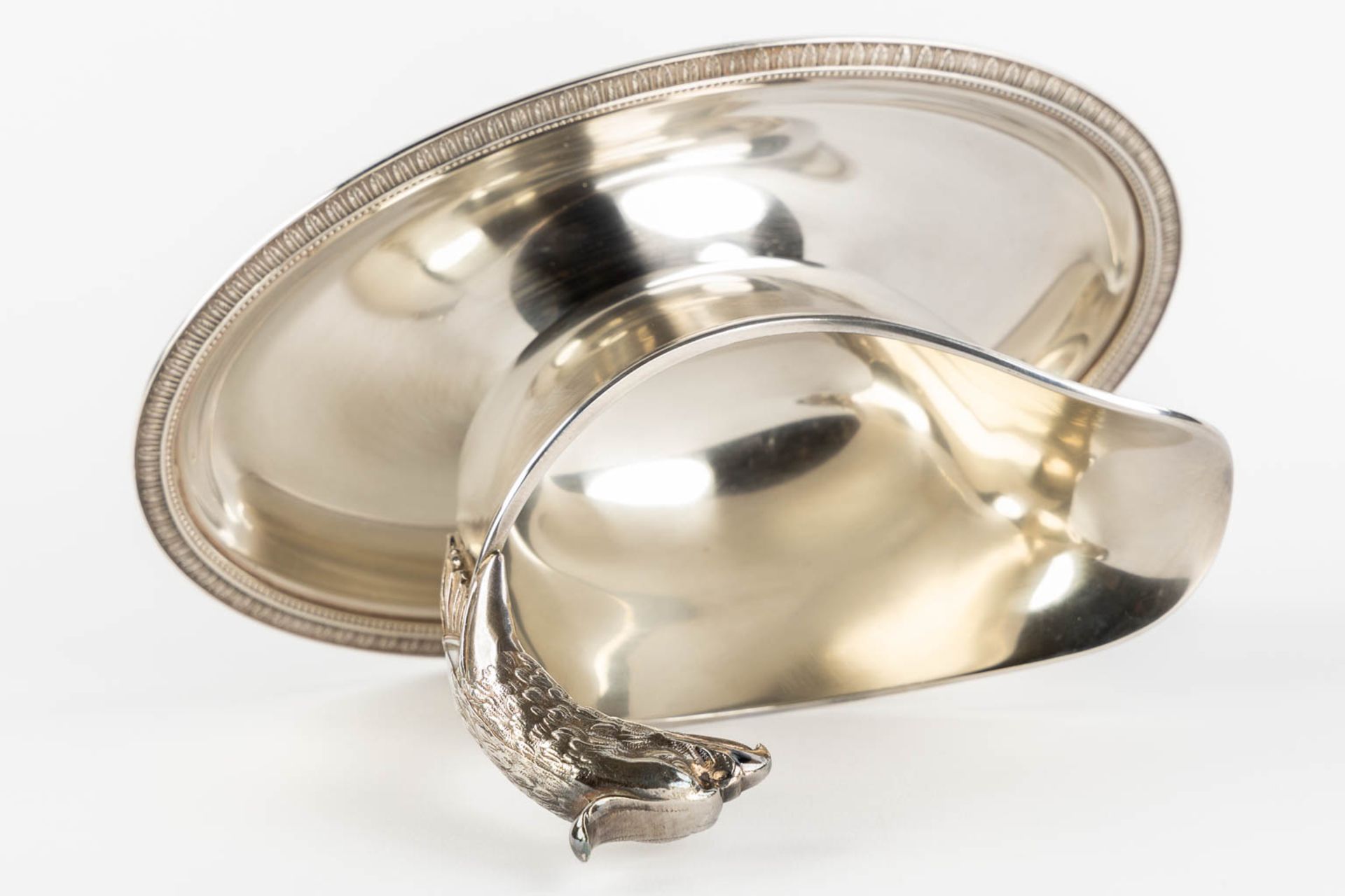 Christofle France 'Malmaison', a saucer with an eagle head. Silver-plated metal. (L:14 x W:22,5 x H: - Image 9 of 10