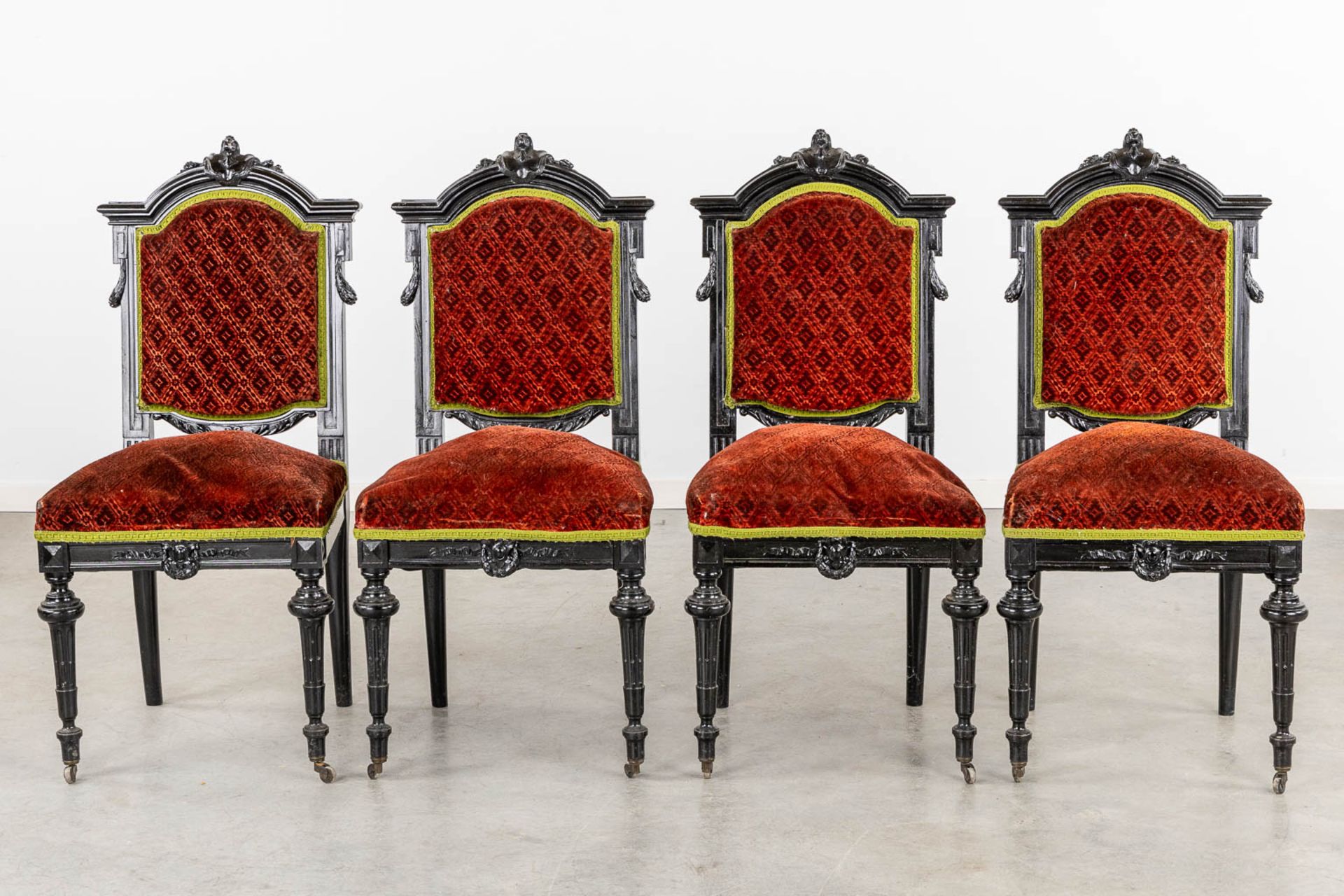 A 6-piece, Louis XVI style salon suite. Circa 1900. (L:71 x W:162 x H:119 cm) - Bild 10 aus 21