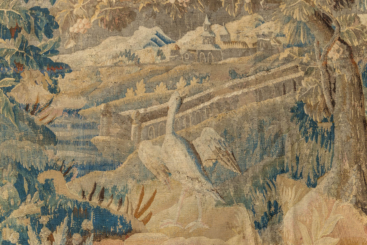 An antique Tapissery, decorated with fauna and flora. 17th C. (L:400 x W:260 cm) - Image 6 of 12