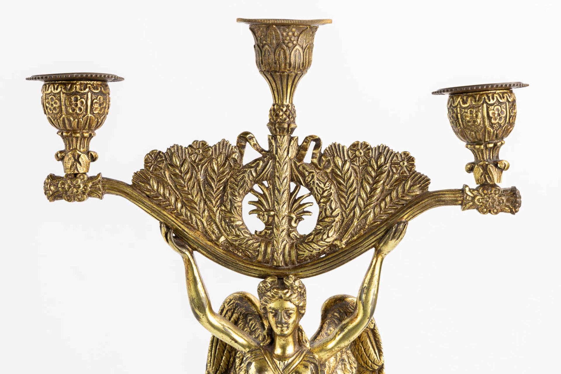 Two pairs of candelabra, bronze and cloisonné, Empire and Louis XVI style. (H:49 x D:26 cm) - Image 18 of 18