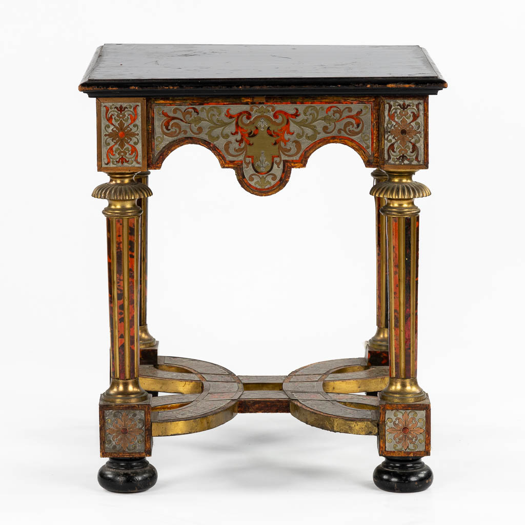 A Napoleon 3 style, Boulle and copper inlay side table, 20th C. (L:47 x W:47 x H:53 cm) - Image 6 of 12