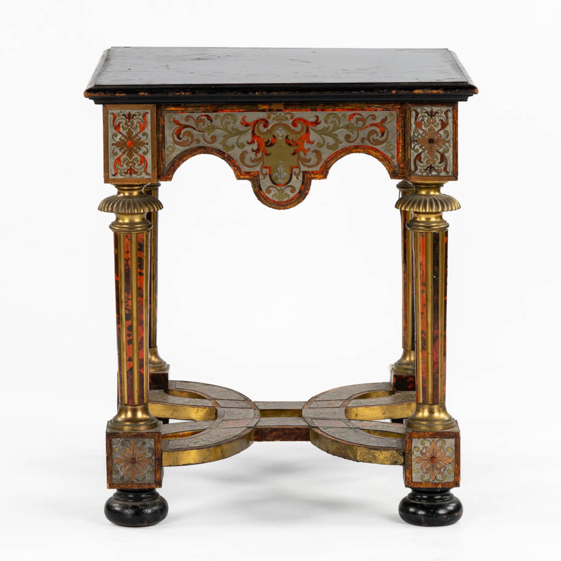 A Napoleon 3 style, Boulle and copper inlay side table, 20th C. (L:47 x W:47 x H:53 cm) - Bild 6 aus 12