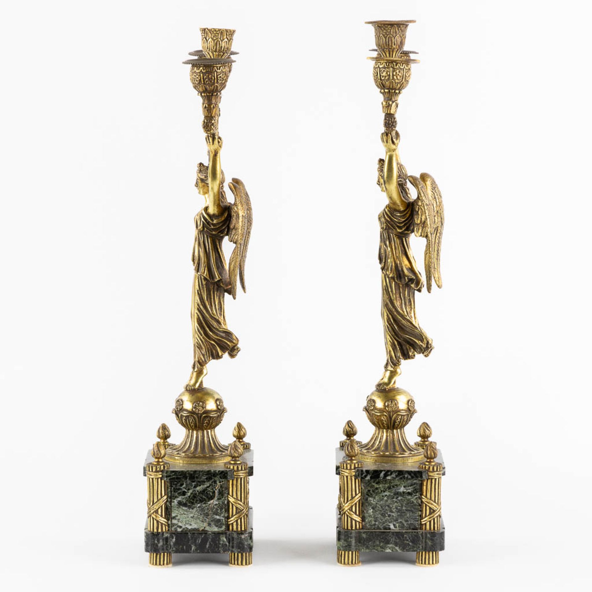 Two pairs of candelabra, bronze and cloisonné, Empire and Louis XVI style. (H:49 x D:26 cm) - Bild 13 aus 18