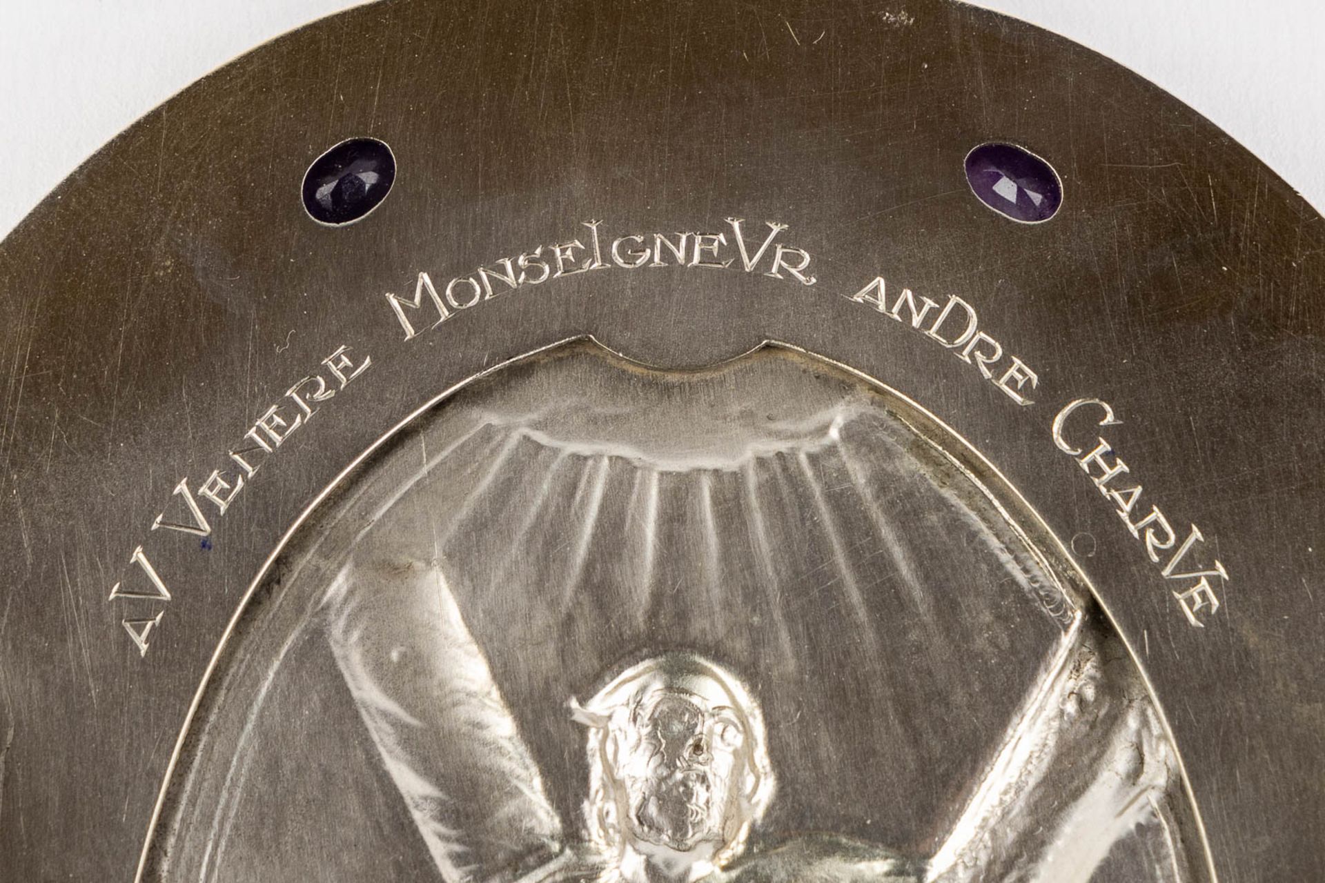 A plaque with an image of Saint Andrew, silver. 900/1000. (W:16 x H:19 cm) - Bild 9 aus 11