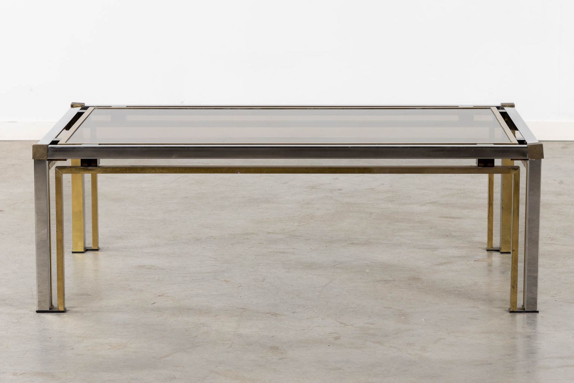 A coffee table, brass and glass. Dewulf Selection / Belgo Chrome. (L:60 x W:120 x H:50 cm) - Bild 4 aus 7