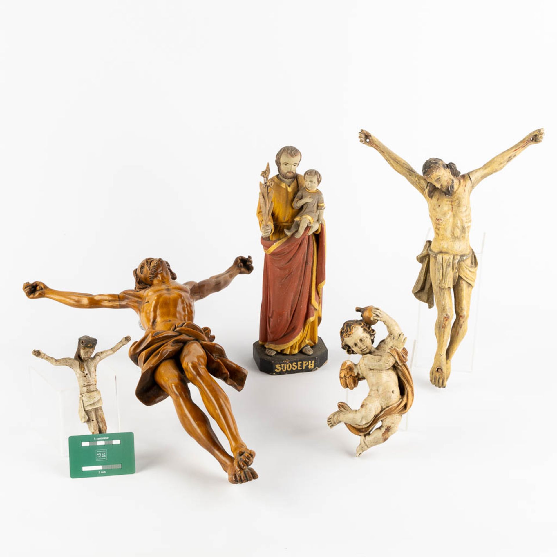 A collection of wood sculptured Corpus Christi and Saints. 19th and 20th C. (W:38 x H:53 cm) - Bild 2 aus 19