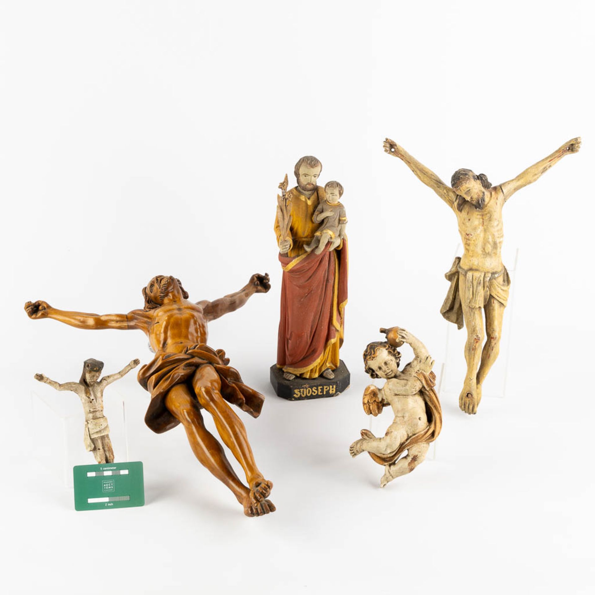 A collection of wood sculptured Corpus Christi and Saints. 19th and 20th C. (W:38 x H:53 cm) - Image 2 of 19