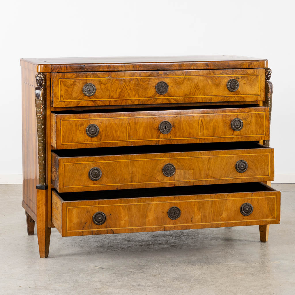 An antique commode, marquetry inlay with a secretaire top drawer. Germany, 18th/19th C. (L:64 x W:12 - Image 3 of 21