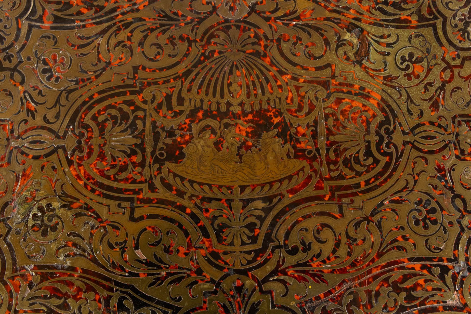A Boulle 'Table Violon', tortoiseshell and copper inlay, Napoleon 3. (L:76 x W:130 x H:77 cm) - Bild 11 aus 19