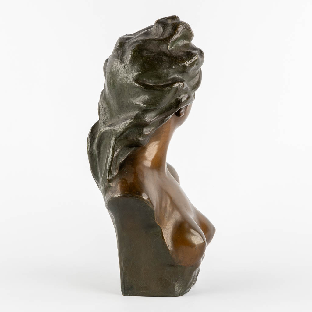 Jef LAMBEAUX (1852-1908) 'Bust Of a Young Lady'. (L:18 x W:28 x H:42,5 cm) - Image 6 of 9
