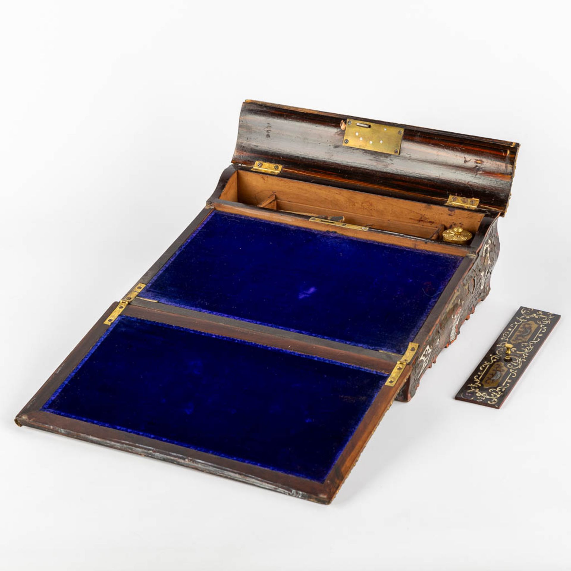 An antique writing desk, Boulle and marquetry inlay. Napoleon 3. (L:24 x W:31 x H:10,5 cm) - Image 4 of 12
