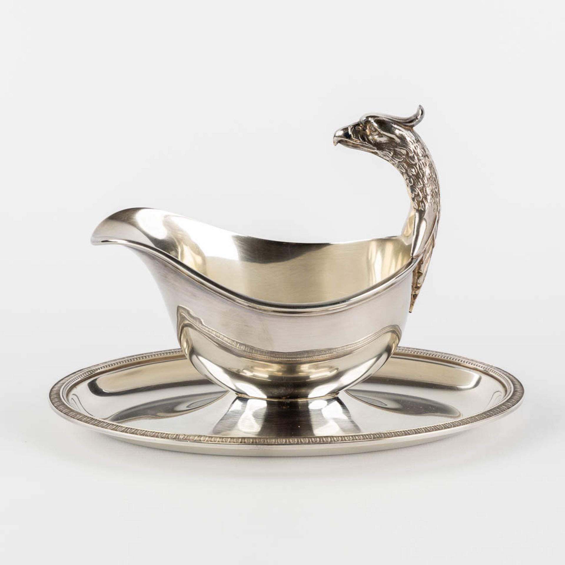 Christofle France 'Malmaison', a saucer with an eagle head. Silver-plated metal. (L:14 x W:22,5 x H: - Bild 5 aus 10
