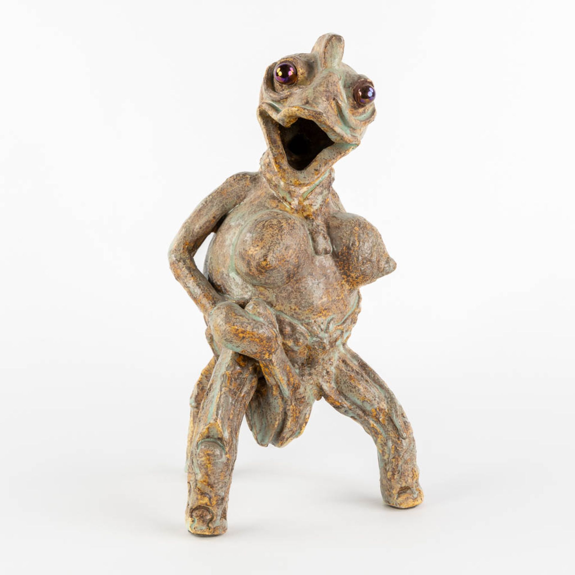 Michel HEREMAN (1933-2000) 'Frog'. (L:19 x W:20 x H:36 cm)