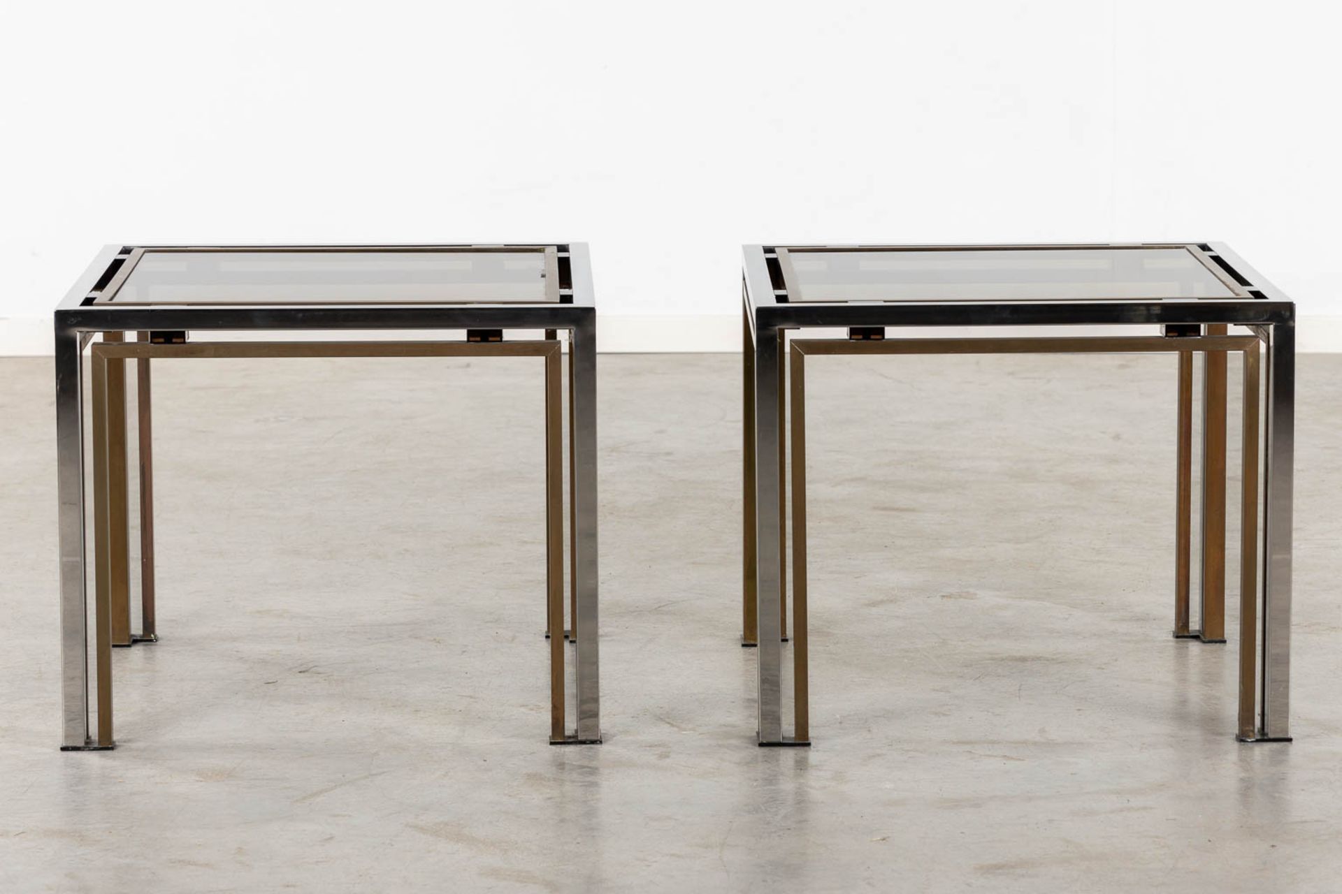 Four identical tables, brass and glass. Dewulf Selection / Belgo Chrome. (L:60 x W:60 x H:50 cm) - Image 4 of 12