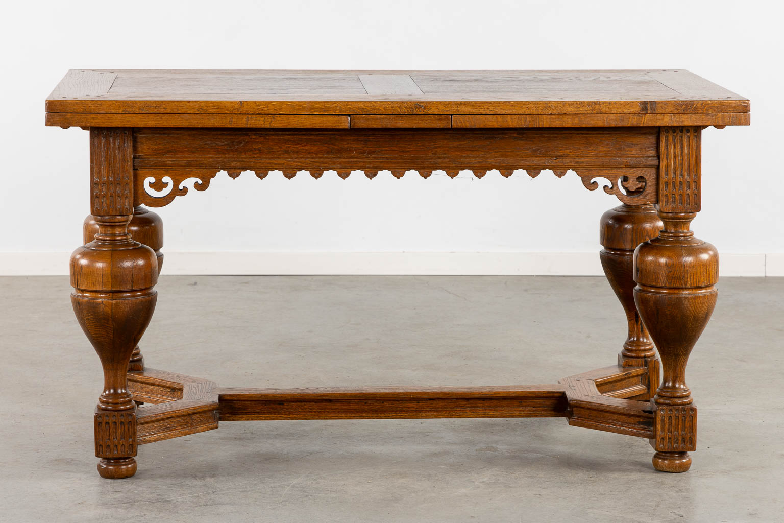 An antique table, oak, 19th C. (L:76 x W:140 x H:78 cm) - Image 9 of 13