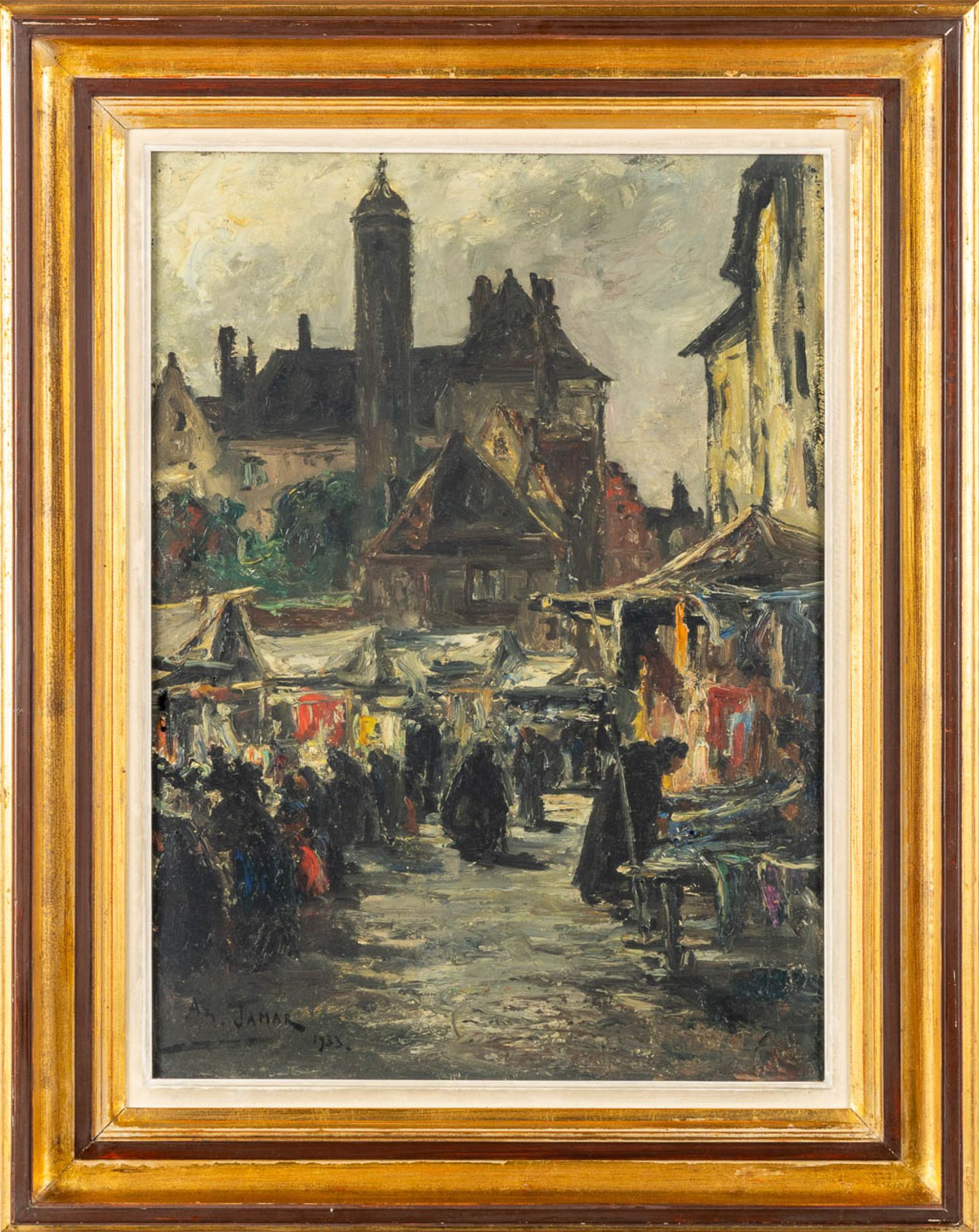 Armand JAMAR (1870-1946) 'Market Scène' 1933. (W:55 x H:75 cm) - Image 3 of 5