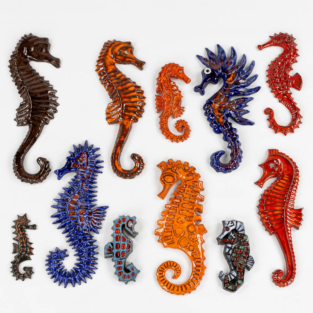 A decorative collection of ceramic Seahorses, circa 1960-1980. (H:52 cm)