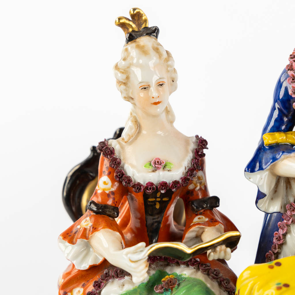 Ludwigsburg, a musical group. Polychrome porcelain. (L:17 x W:25 x H:21 cm) - Image 9 of 12