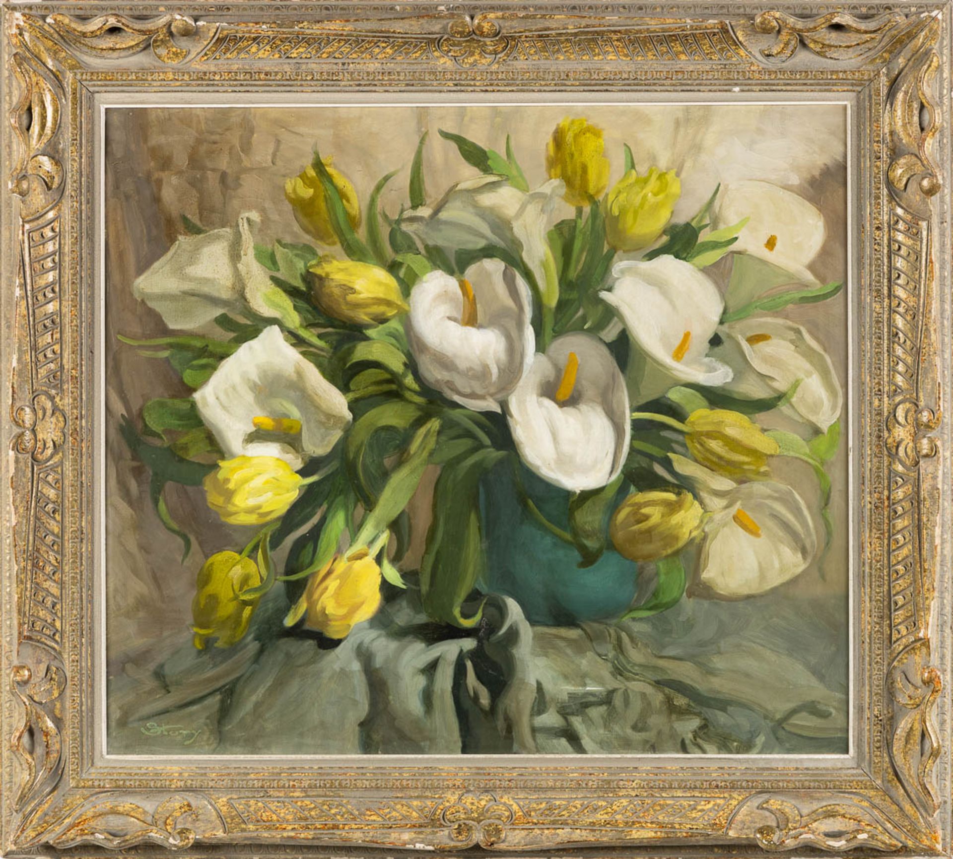 José STORIE (1899-1961) 'Arums Et Tulipes'. (W:81 x H:71 cm) - Bild 3 aus 7