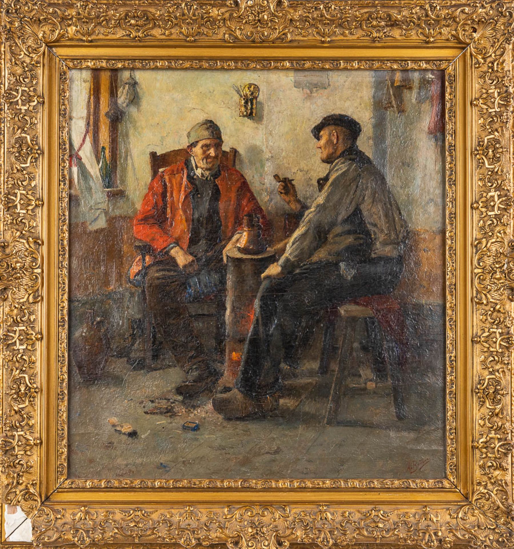 Aloïs BOUDRY (1851-1938) 'The Conversation'. (W:47 x H:51 cm) - Bild 3 aus 8