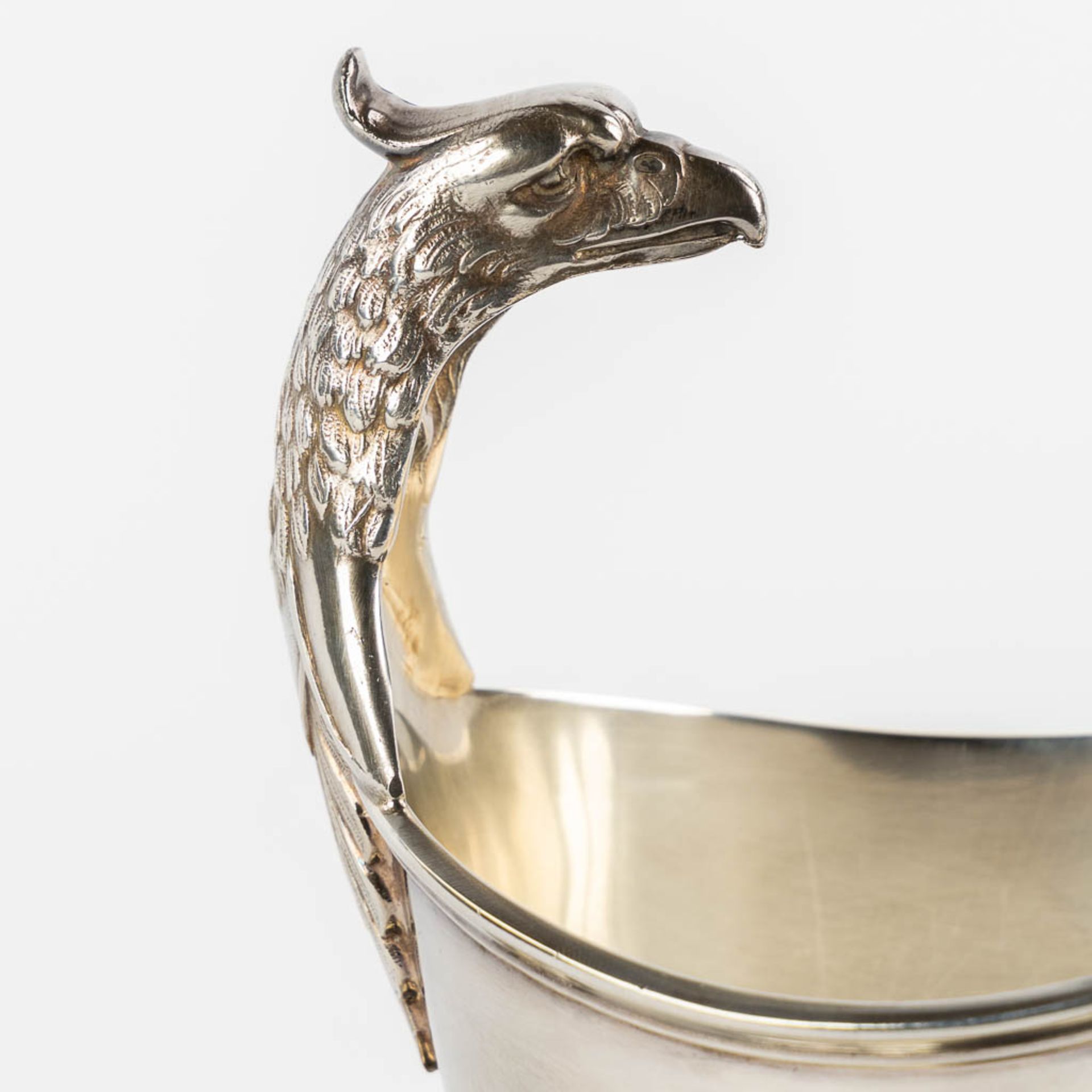 Christofle France 'Malmaison', a saucer with an eagle head. Silver-plated metal. (L:14 x W:22,5 x H: - Bild 10 aus 10