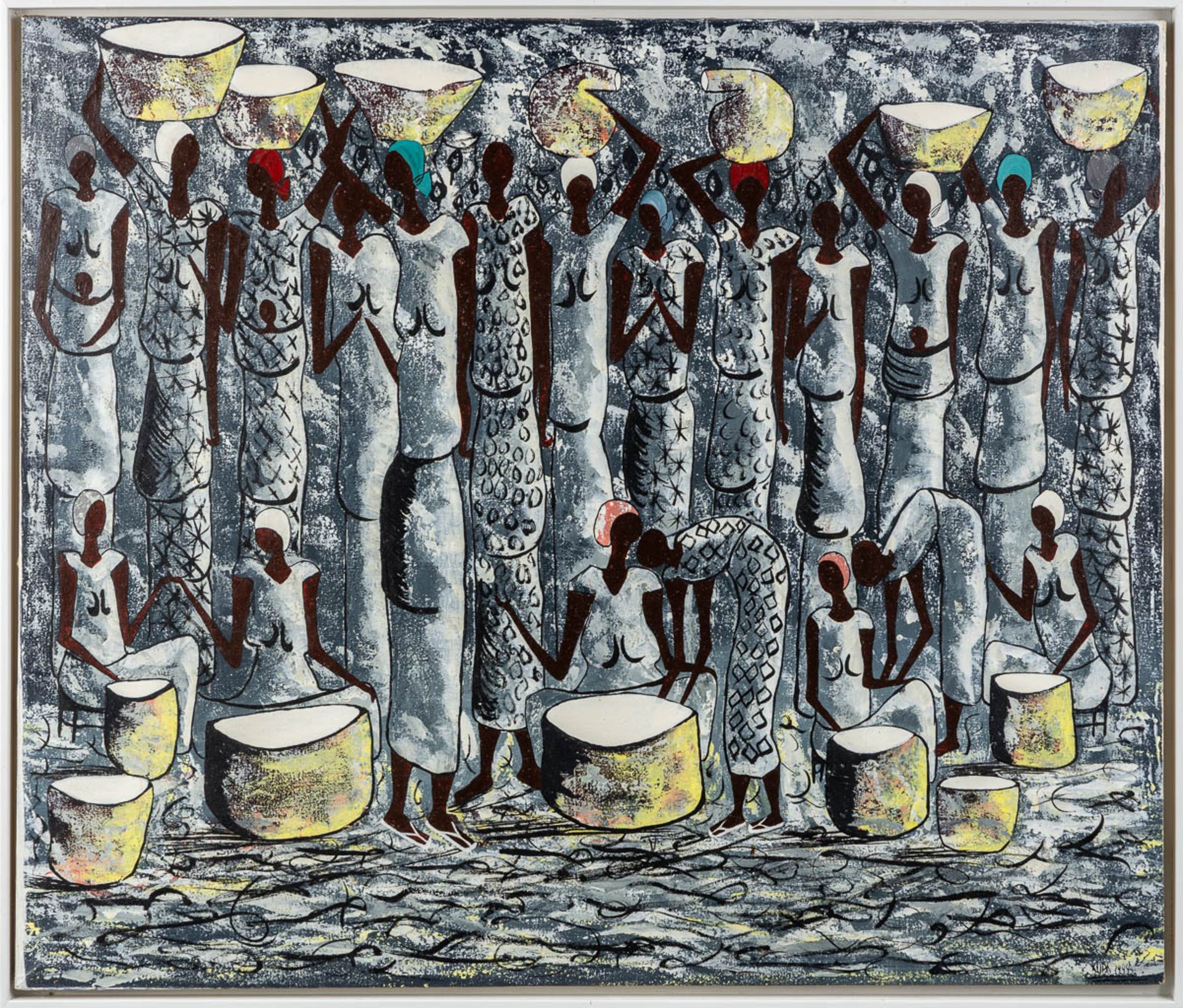 Asanda KUPA (1981)(attr.) 'Water Carriers'. (W:92 x H:78 cm) - Image 3 of 7