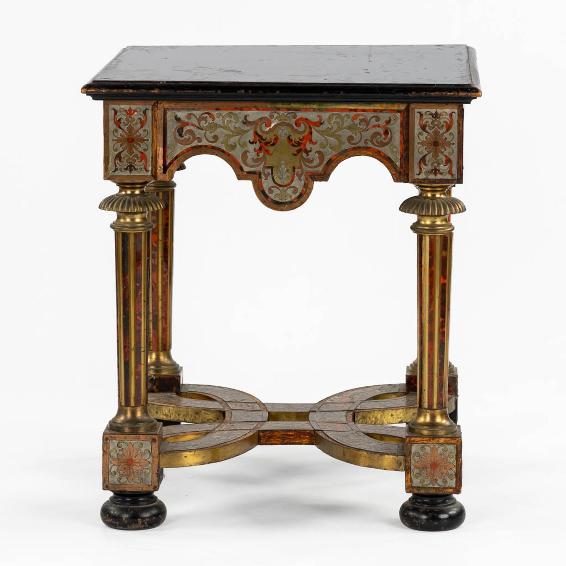 A Napoleon 3 style, Boulle and copper inlay side table, 20th C. (L:47 x W:47 x H:53 cm) - Bild 5 aus 12