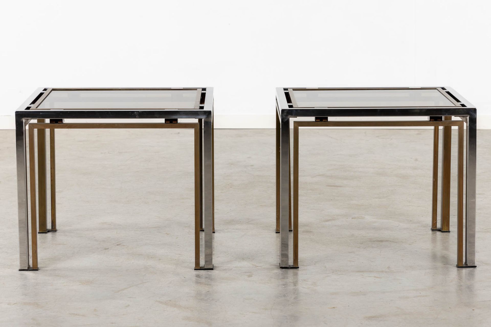 Four identical tables, brass and glass. Dewulf Selection / Belgo Chrome. (L:60 x W:60 x H:50 cm) - Image 3 of 12