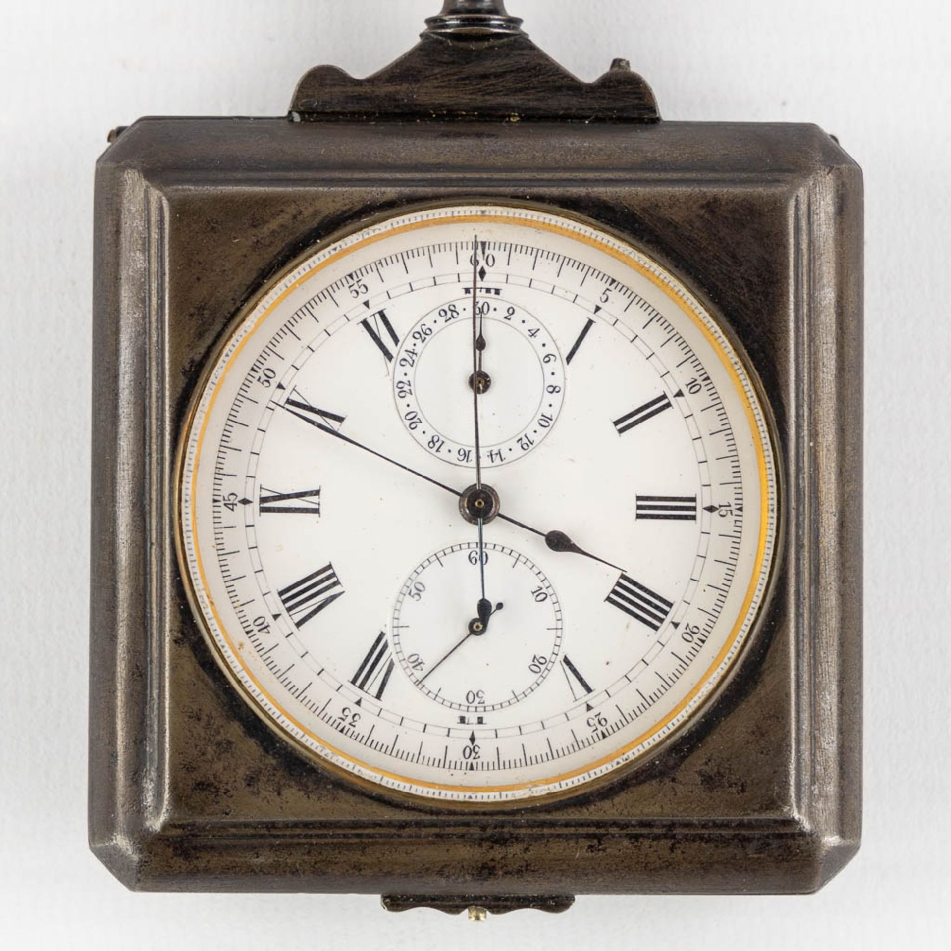 An antique 'Chronograph' pocket watch, first half of the 20th C. (W:6,4 x H:10 cm) - Image 3 of 11