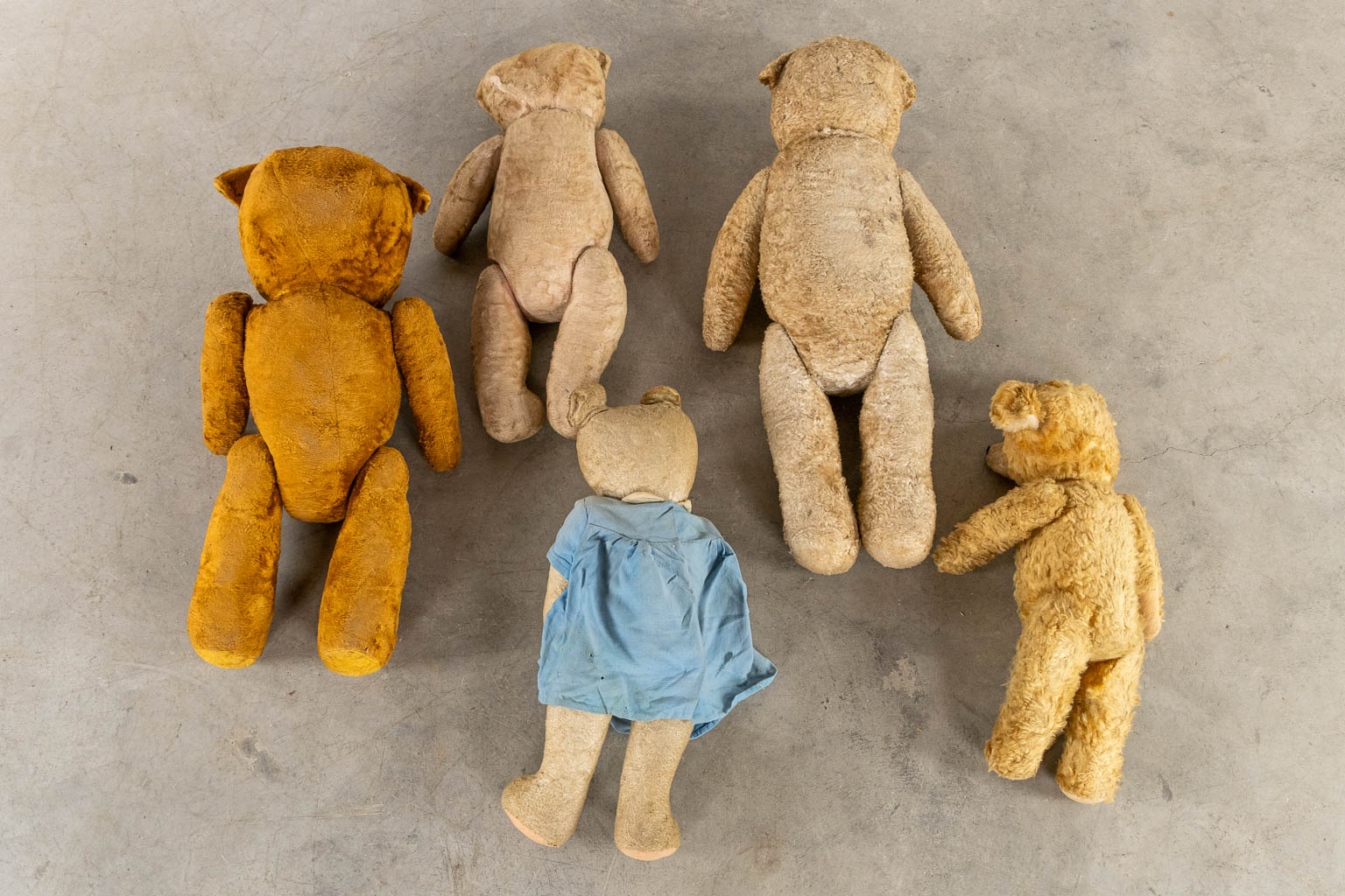 Five antique bears. Circa 1920-1950. (H:84 cm) - Image 8 of 8