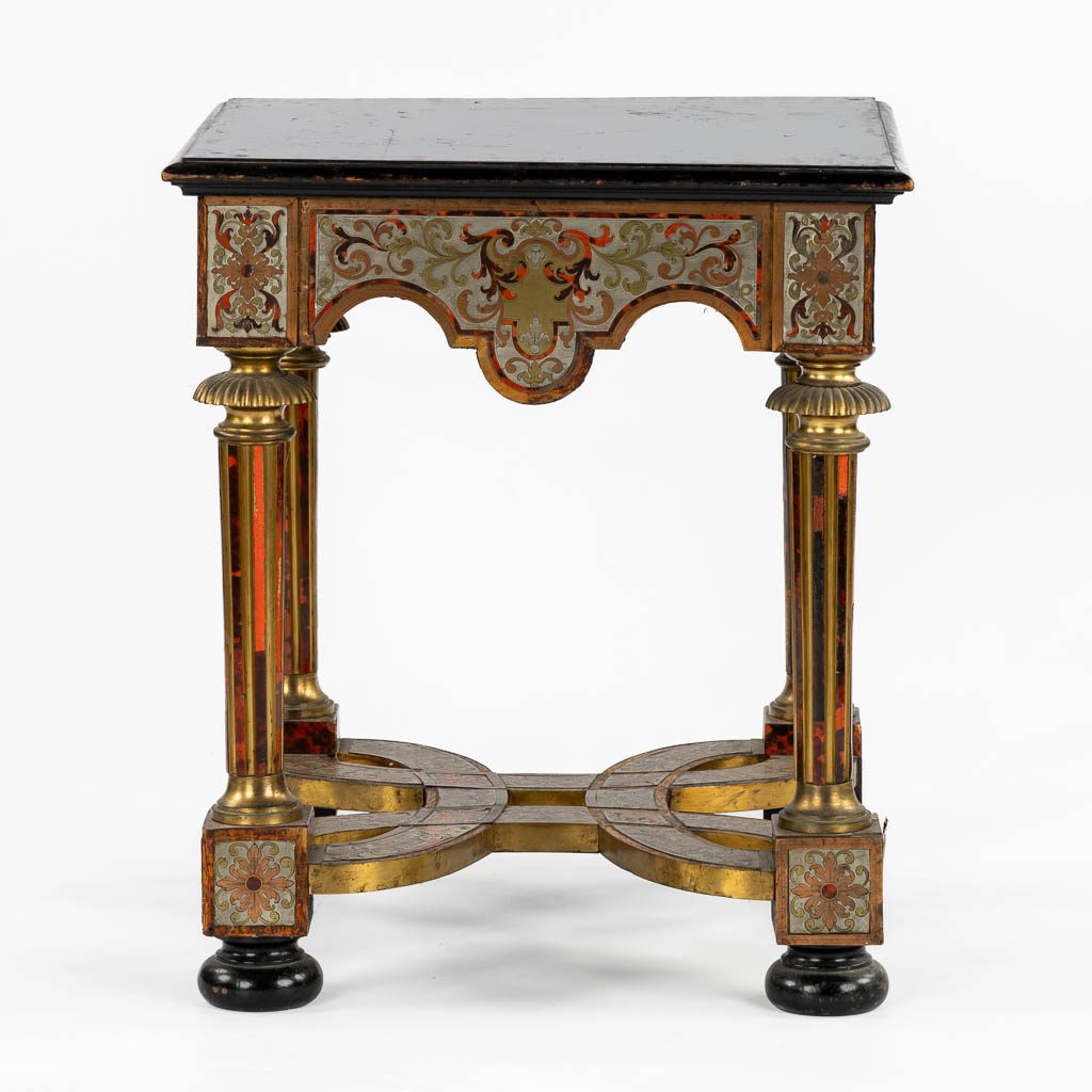 A Napoleon 3 style, Boulle and copper inlay side table, 20th C. (L:47 x W:47 x H:53 cm) - Image 3 of 12