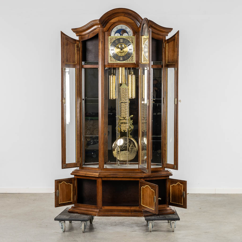A decorative standing clock, with decorated weights. (L:40 x W:106 x H:214 cm) - Image 3 of 10