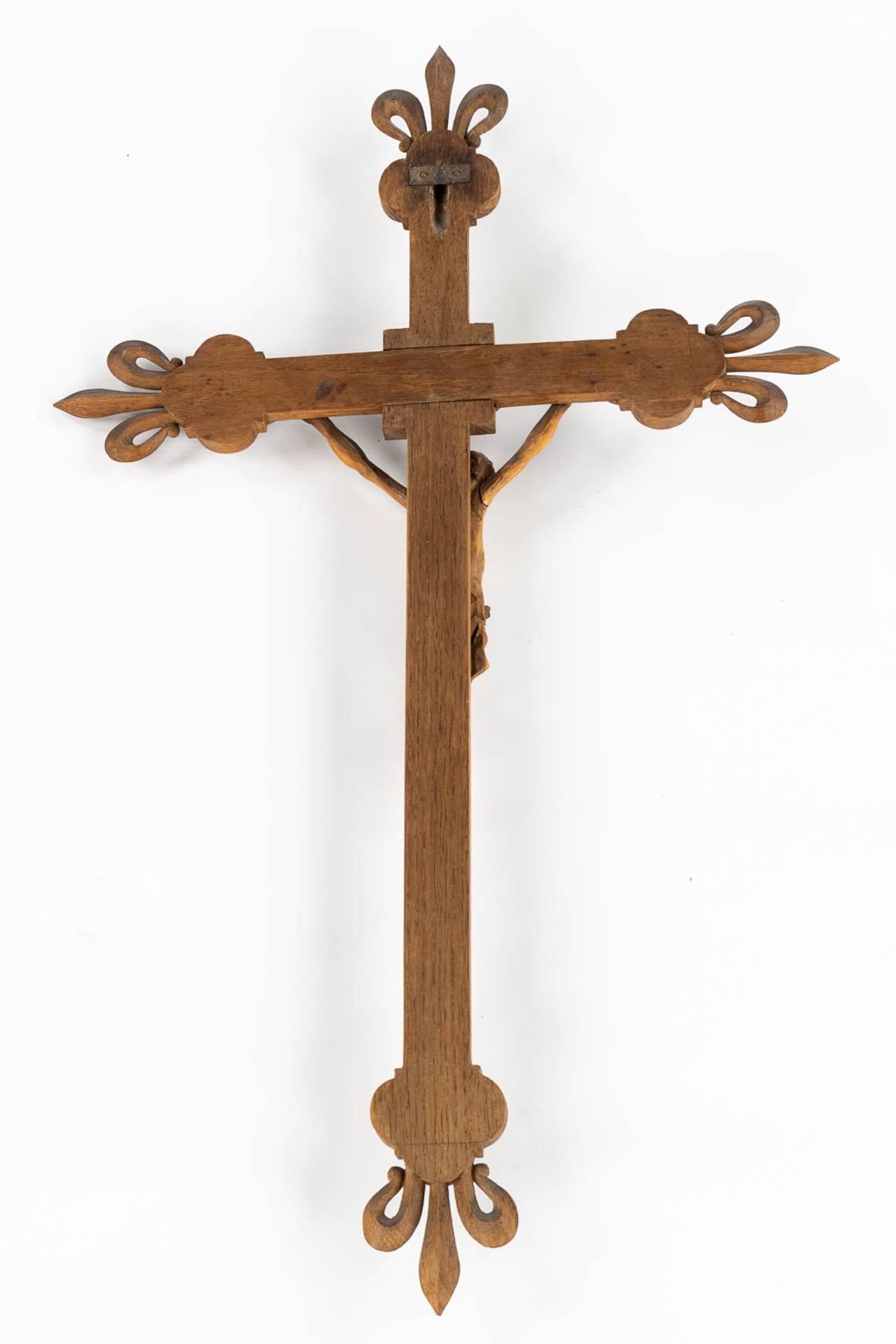 Three large crucifixes, sculptured wood and plaster. (W:46 x H:115 cm) - Bild 9 aus 9