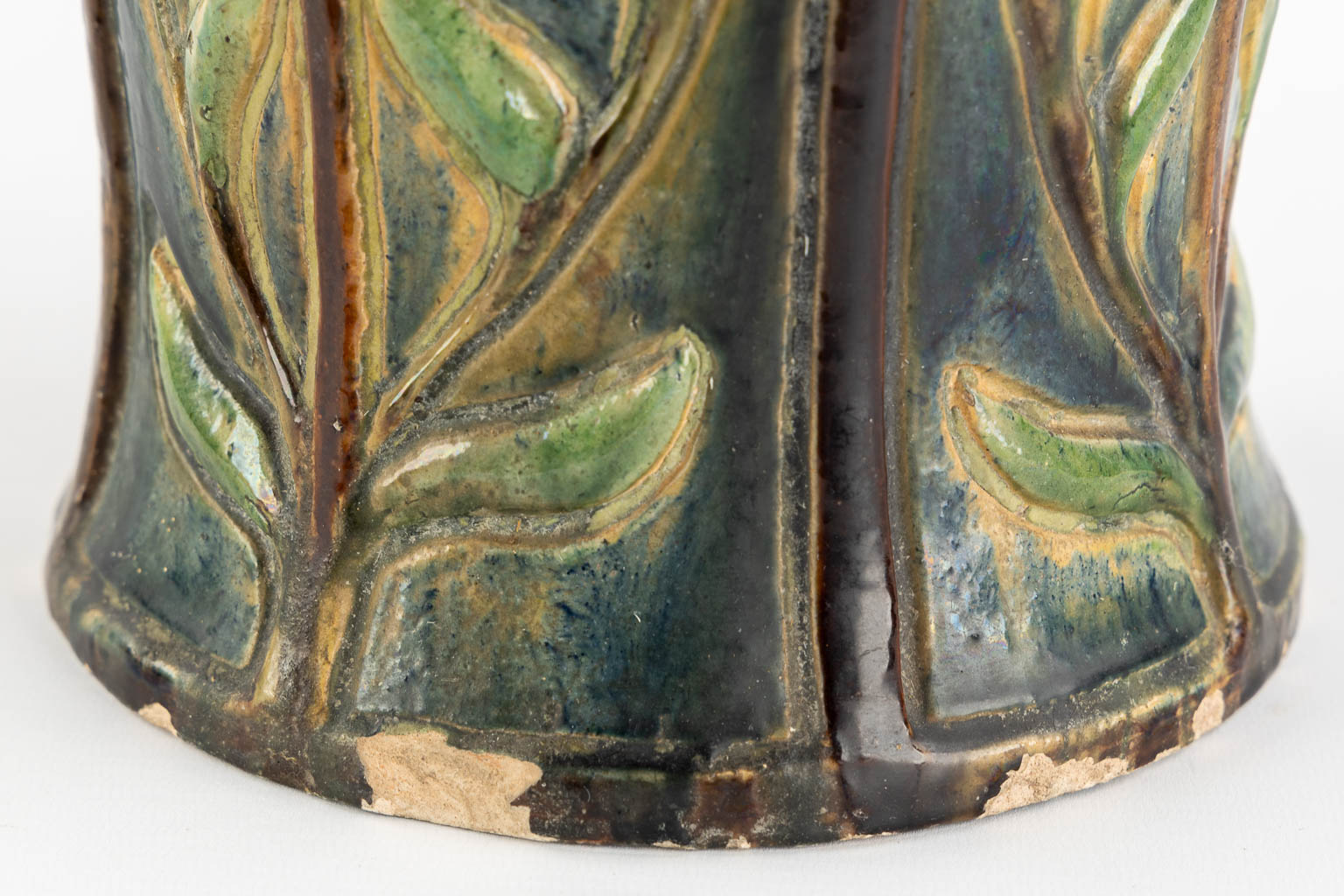 Flemish Earthenware, a large vase, Art Nouveau. (H:61,5 x D:22 cm) - Image 11 of 11