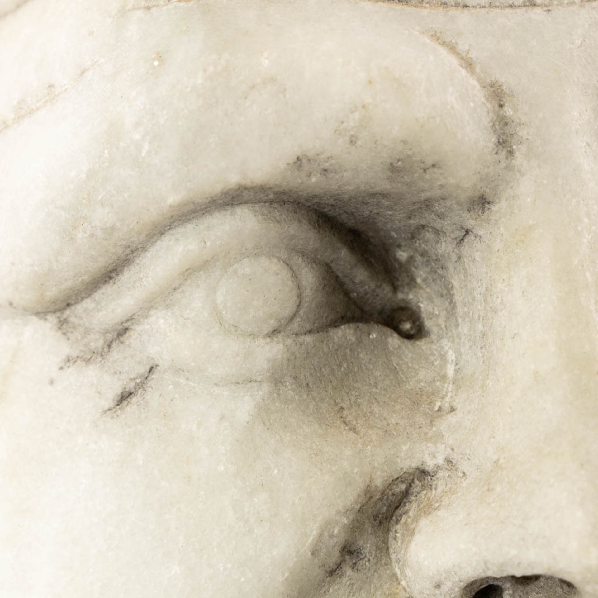 Head of a man, sculptured Carrara marble. 19th C. (L:19 x W:24 x H:30 cm) - Bild 12 aus 12
