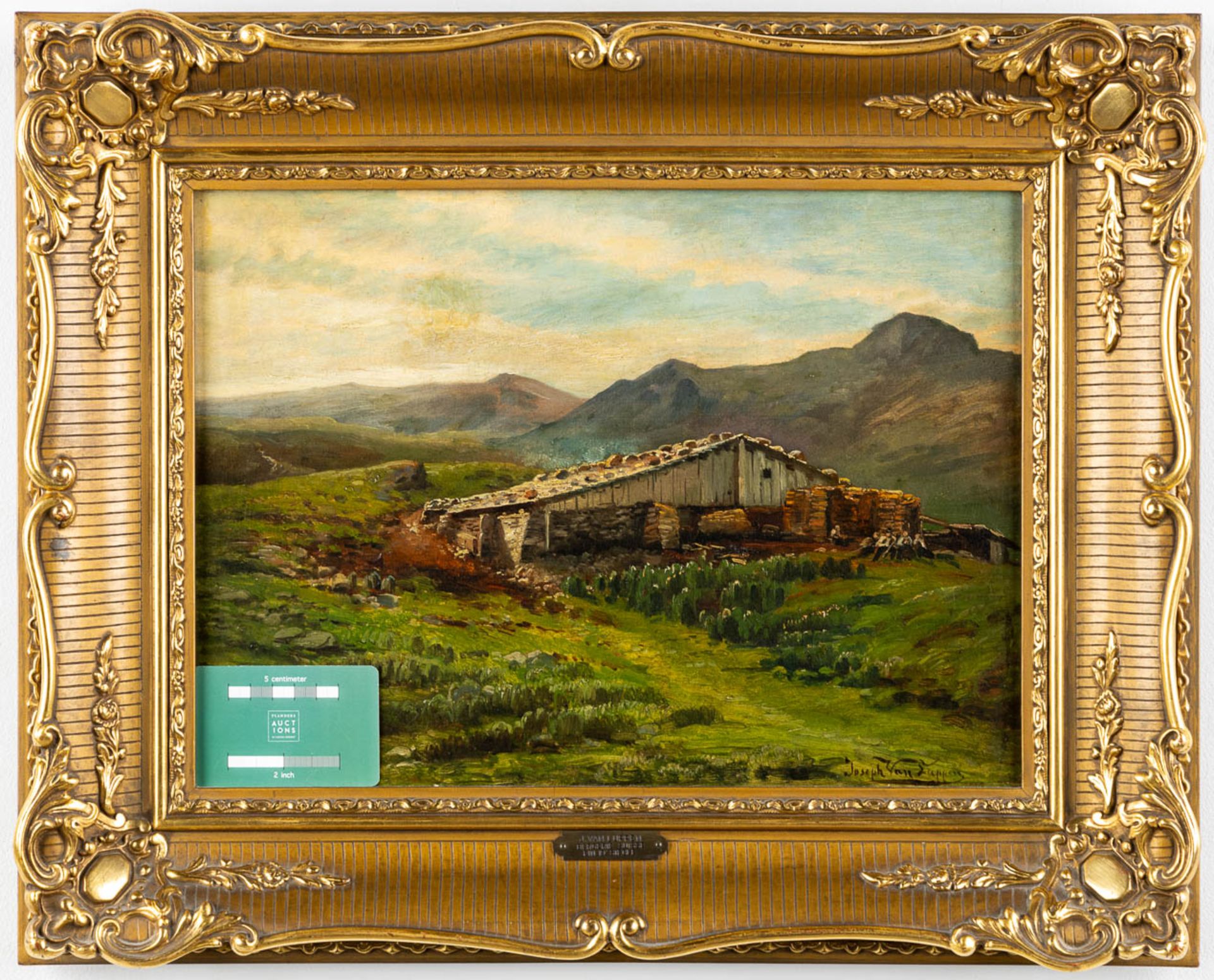 Jozef VAN LUPPEN (1834-1891) 'Bergerie Suisse'. (W:39 x H:29 cm) - Image 2 of 8