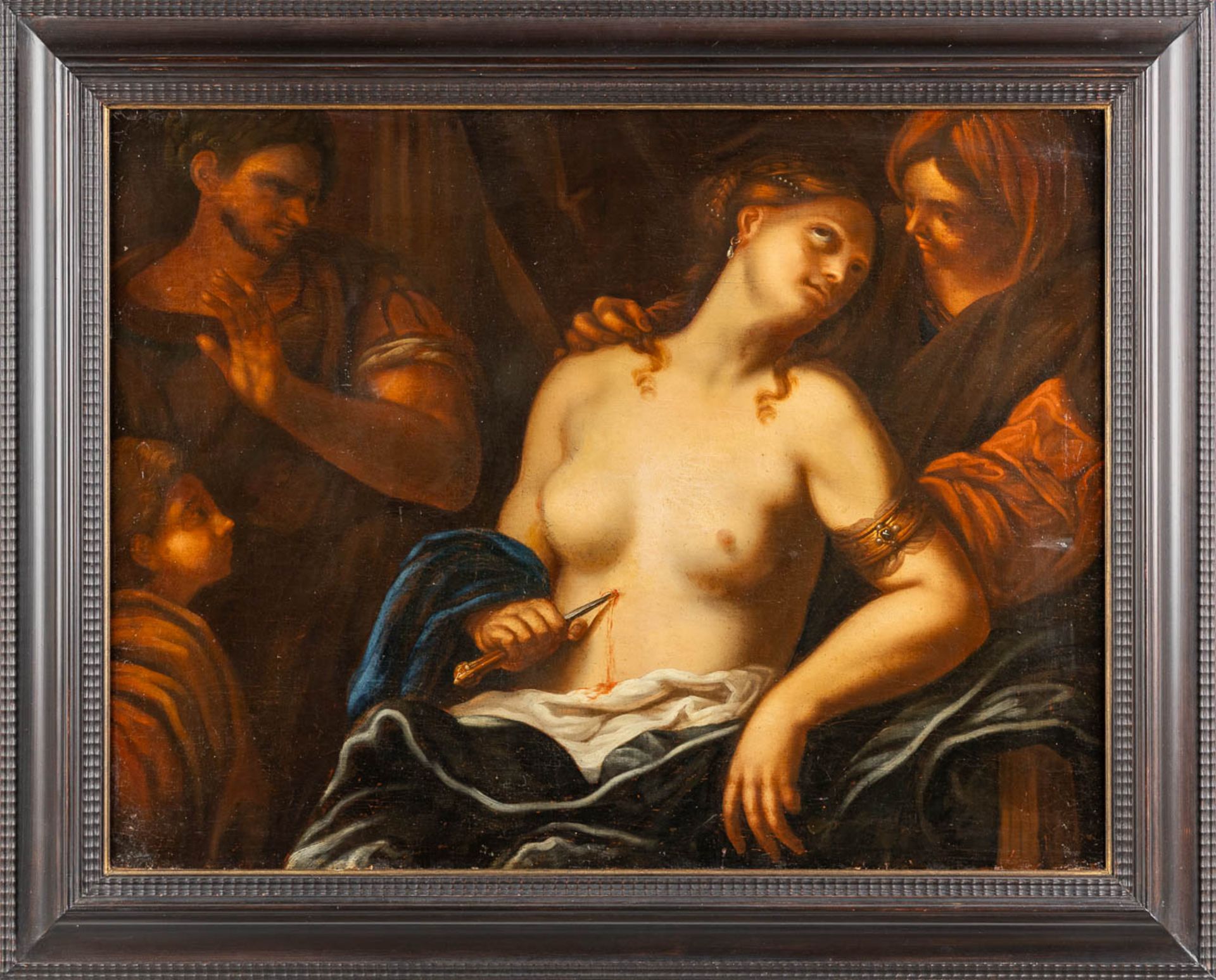 Circle of Giovanni BILIVERTI (1585-1644) The Death of Lucretia, oil on canvas. (W:90 x H:70 cm) - Image 3 of 9