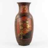 A Japanese porcelain vase, finished with red and gold lacquer. Meij period. (H:61 x D:27 cm)