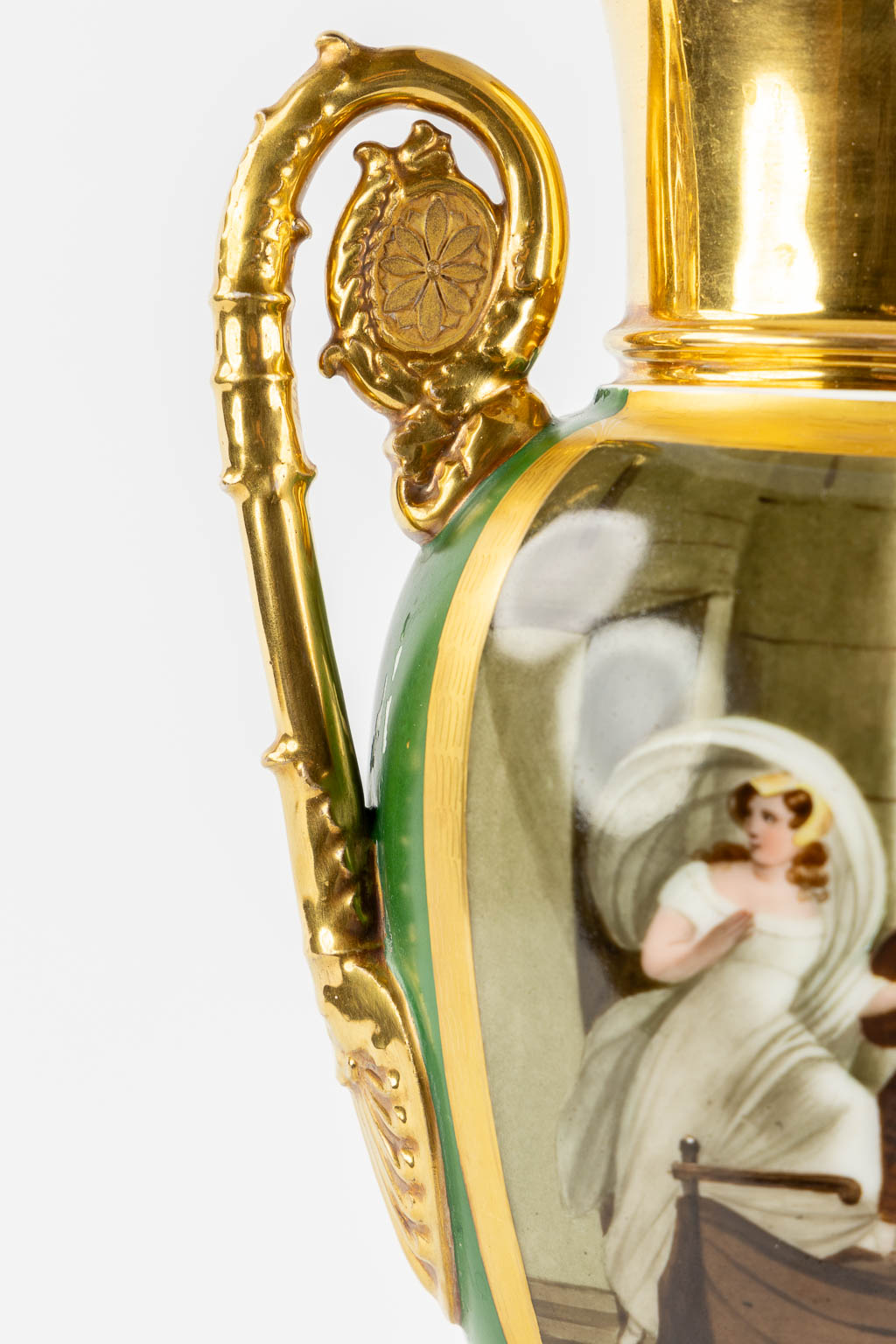 A pair of Vieux Paris vases, Empire style. 19th C. (L:15 x W:20 x H:38,5 cm) - Image 10 of 11